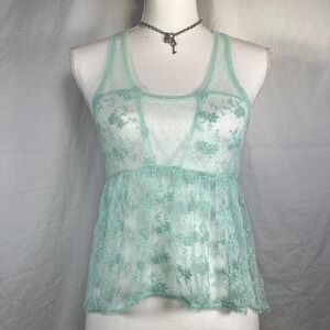 deadstock hollister mint green lace layering tank top